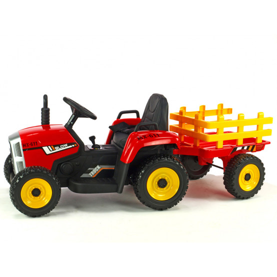 Blow MX-611 traktor s vlekem a 2.4G dálkovým ovládáním, ČERVENÝ